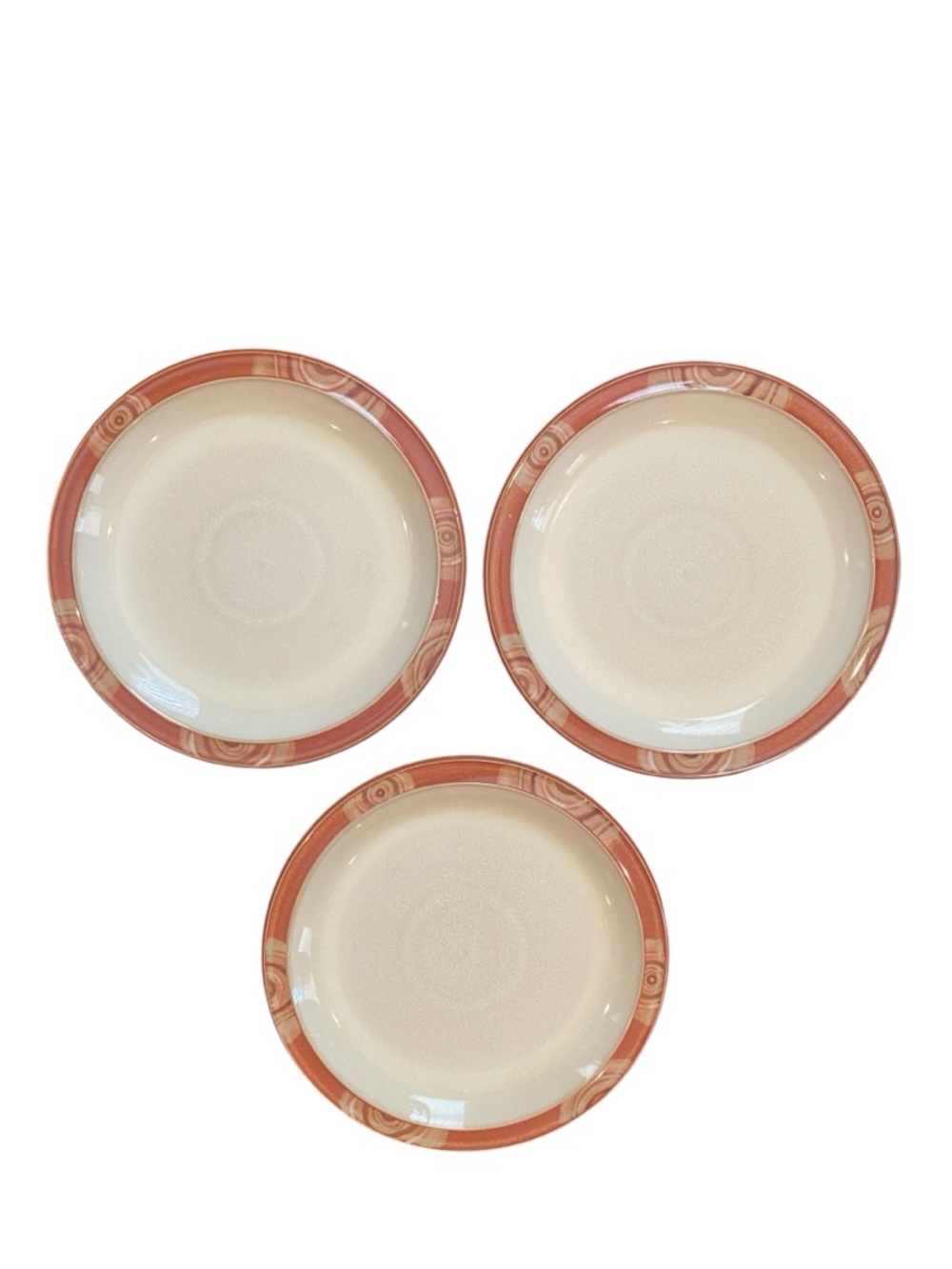 Denny-Langley Fire Chili Pattern with Terracotta Swirl Rim Salad Plates set of 3